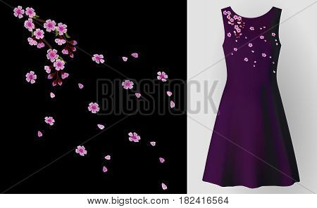 Embroidery Field Flower Arrange Necklace Patch Cherry Pink Blossom. Fashion Dress Decoration Woman S