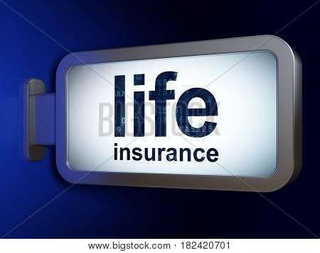 Insurance concept: Life Insurance on advertising billboard background, 3D rendering