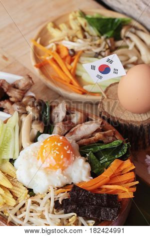 Bibimbap korean food is delicious with sauce
