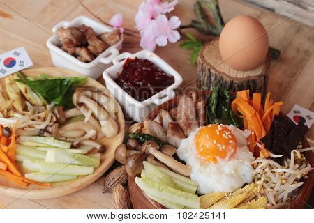 Bibimbap korean food is delicious with sauce