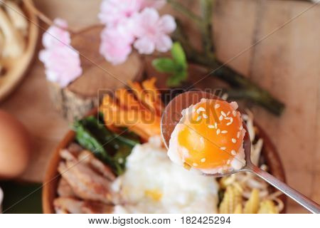 Bibimbap korean food is delicious with sauce