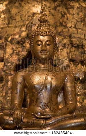Asian Buddha Statue in an ancient Temple