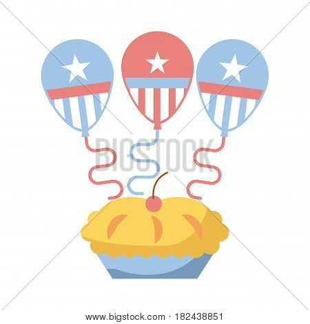 pie with balloons over white background. colorful design. indepence day concept. vector illustration