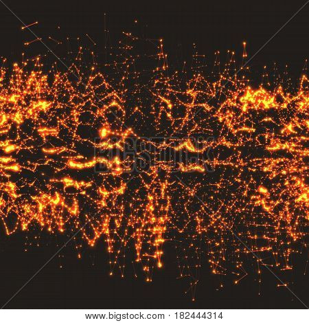 Abstract vector mesh background. Bio luminescence of colony. Shining particles connected with polygons. Futuristic style card. Elegant background for business presentations. Eps 10.