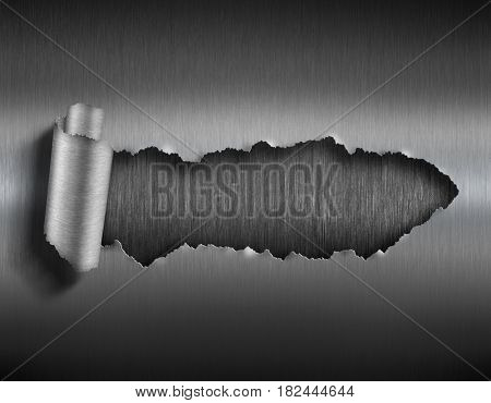 torn metal with ripped hole 3d illustration