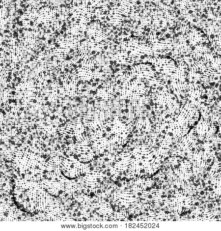 Vector abstract point noise background. Array of points in form of distorted surface. Abstract cyber background. Grayscale cyber backdrop. eps10