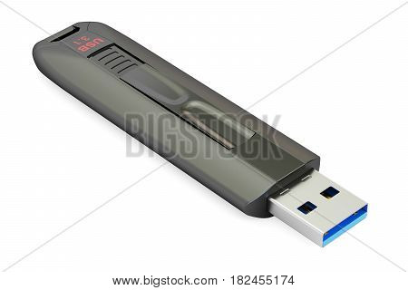 USB flash drive 3.1 3D rendering isolated on white background