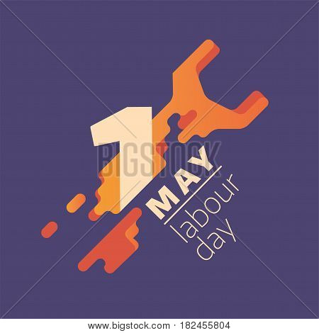Labour day banner. Striped wrench. Flat banner fow web