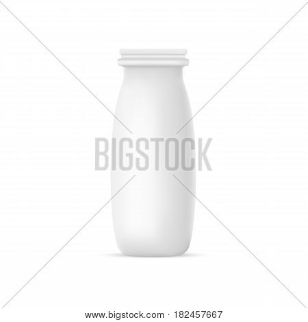Vector realistic yogurt or milk bottle on white background. 3D mock up container. Plastic bowl design template