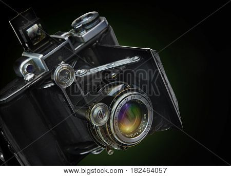   ROSTOV , RUSSIA, APRIL 5, 2017. The old Soviet rangefinder camera. The camera of the 1920-1930 release. Manufacturer of the USSR
