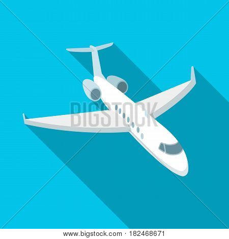 Airplane icon in flat design isolated on white background. Rest and travel symbol stock vector illustration.