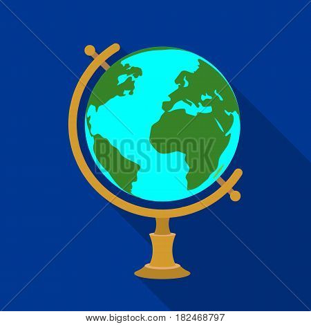 Globe icon in flat design isolated on white background. Rest and travel symbol stock vector illustration.