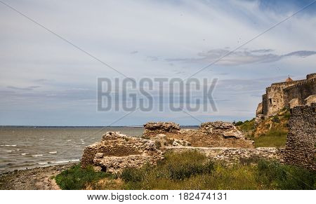 Akkerman (Bilhorod-Dnistrovskyi) fortress in Ukraine. View from the fortress to the Dniester Estuary.