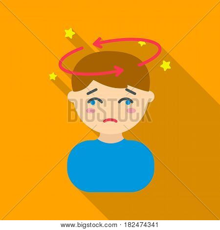 Dizziness icon flate. Single sick icon from the big ill, disease flate stock vector