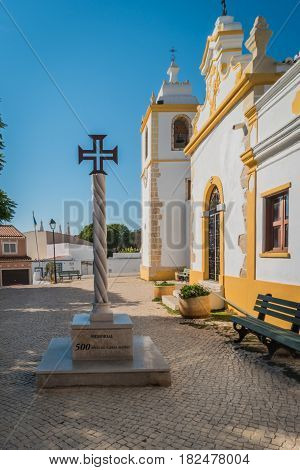Historically church door of the Alvor Mother Church dedicated to divine Savior Alvor Portugal.