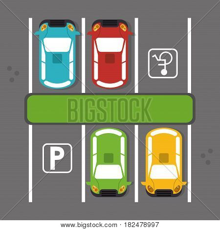 car vehicle auto parking zone park space road sign street icon. Colorful and flat design. Vector illustration