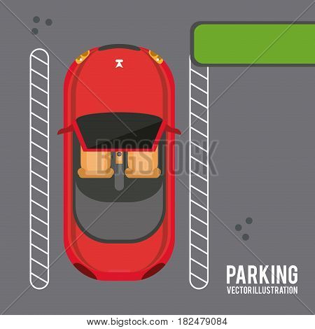 car vehicle auto parking zone park space road sign street icon. Colorful and flat design. Vector illustration