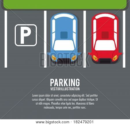 car vehicle auto parking zone park space road sign street icon. Colorful and flat design. Vector illustration