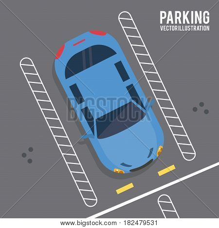 car vehicle auto parking zone park space road sign street icon. Colorful and flat design. Vector illustration