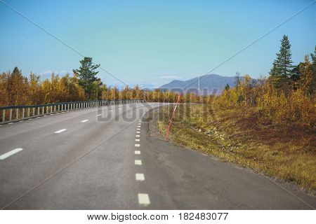 Beautiful vibrant autumn fall view of famous Abisko National Park, Sweden