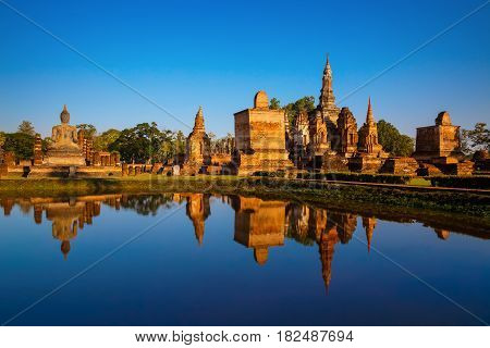 Sukhothai, Thailand - January 16 2017: Wat Mahathat Temple In The Precinct Of Sukhothai Historical P