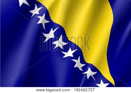 National flag of Bosnia and Herzegovina country. Bosnian patriotic symbol in official colors. Illustration of Sounhern European country flag. Vector icon