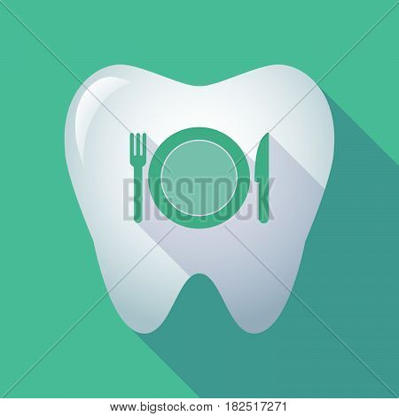 Long Shadow Tooth With  A Dish, Knife And A Fork Icon