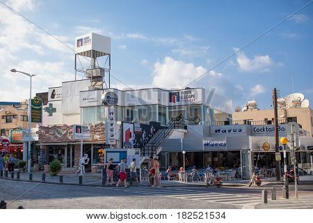 CYPRUS, PROTARAS - 19 SEPTEMBER 2015: Central street in Protaras