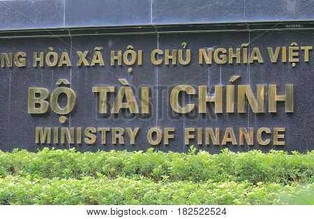 HANOI VIETNAM - NOVEMBER 22, 2016: Ministry of Finance office Vietnamese Government.