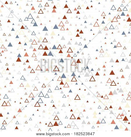 Scandinavian triangles seamless pattern. Geometric texture background. Stock vector.