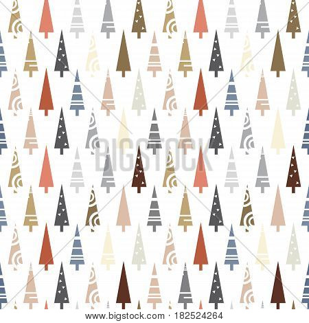 Scandinavian seamless interior pattern with fir-tree. Geometric abstract background. Stock vector.