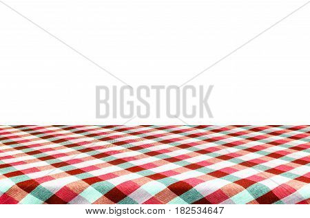 Picnic Table With Tablecloth Isolated On White Background With Clipping Path.