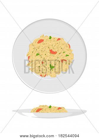 Pasta konkiloni in plate isolated on white background.