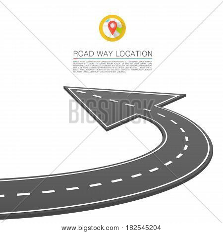 Paved path on the road, Road location arrow , Vector background