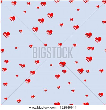Print with hearts, hearts drawn with a brush.
