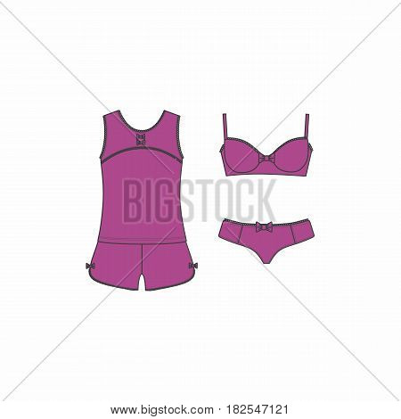 Set of lingerie, panties and bra, pajamas, home clothes.