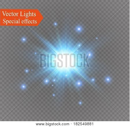 star on a transparent background, light effect, vector illustration. burst with sparkles.Sun.Special effect isolated on transparent background.spark
