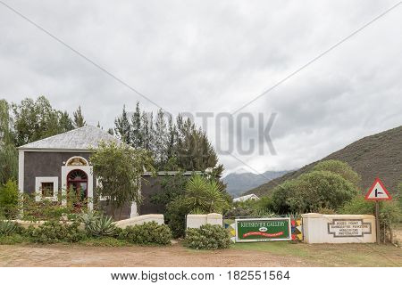 KRUISRIVIER SOUTH AFRICA - MARCH 24 2017: A studio and art gallery at Kruisrivier on the road between the Cango Caves and Calitzdorp