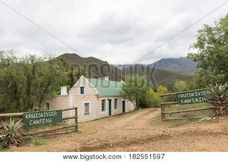 KRUISRIVIER SOUTH AFRICA - MARCH 24 2017: Camping facilities at Kruisrivier on the road between the Cango Caves and Calitzdorp