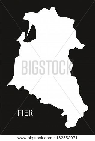 Fier Albania Map Black Inverted Silhouette Illustration
