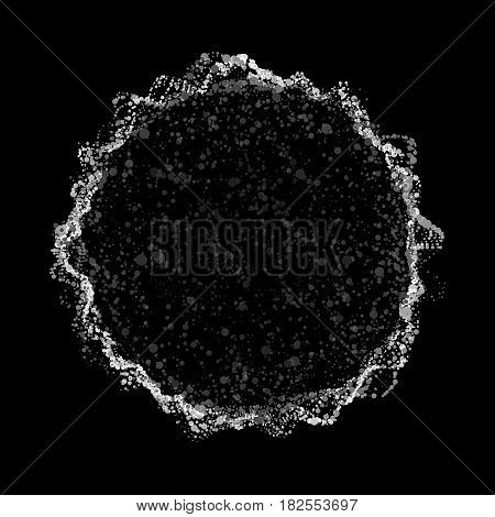 Abstract grayscale vector mesh background. Point array. Ring of glowing points. Futuristic technology style. Monochrome. Elegant background for business presentations.
