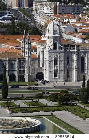 Lisbon, Portugal, April 6, 2017 : The Jeronimos Monastery Or Hieronymites Monastery (mosteiro Dos Je