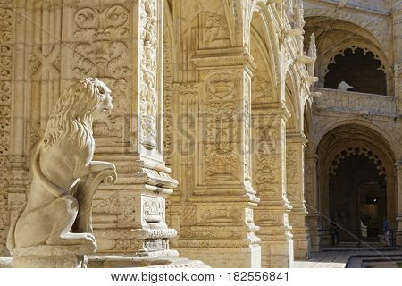 Lisbon, Portugal, April 6, 2017 : The Jeronimos Monastery Or Hieronymites Monastery (mosteiro Dos Je