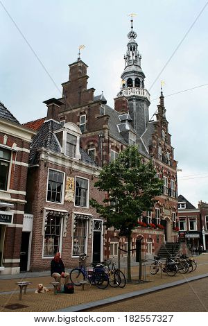 Friesland Franeker july 2016: a shopping street in the centre