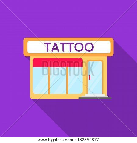 Tattoo salon building parlor icon flate. Single tattoo icon from the big studio flate.