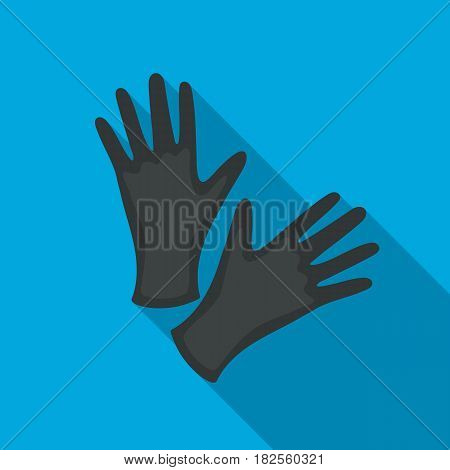 Black protective rubber gloves icon flate. Single tattoo icon from the big studio flate.