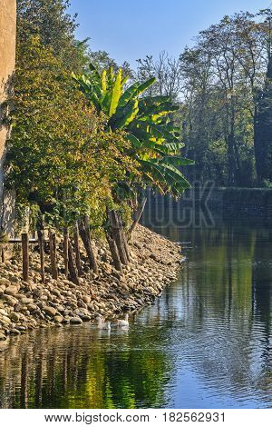 Country house along the Naviglio Grande of Turbigo (Milan Lombardy Italy) at fall