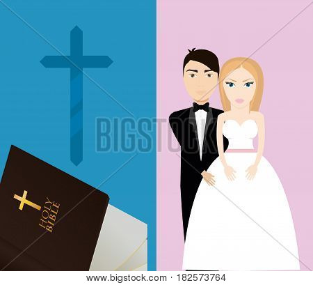 get married couple bible cross sacred card vector illustration eps 10
