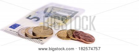 banner or header european currency on white new minimum wage in germany is 884 euro