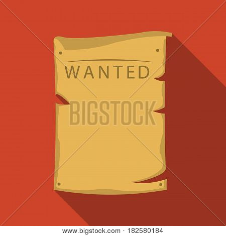 Wanted icon flate. Singe western icon from the wild west flate.